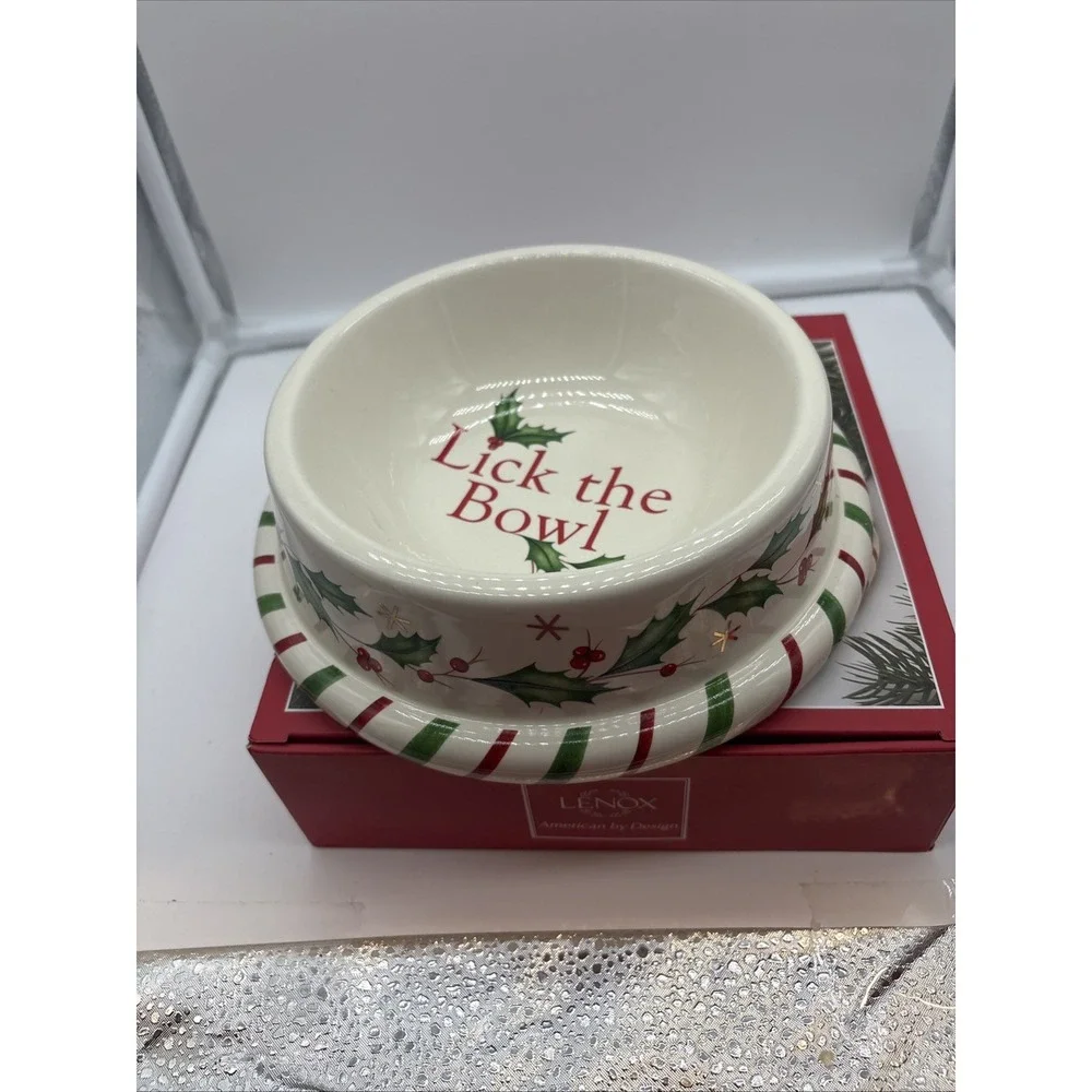Lenox Christmas Holiday Pet Dog Bowl 
